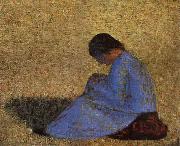 Georges Seurat The Countrywoman sat on the Lawn oil painting artist